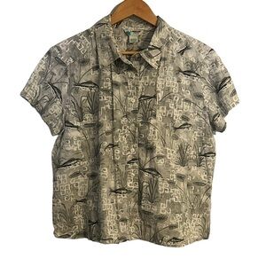Magellan Sportswear For Women Gray Fish Patterned Shirt Size XL